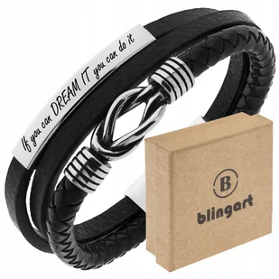 Bransoletka z GRAWEREM męska skórzana węzeł STAL - Bransolety męskie Bransoletka z GRAWEREM męska skórzana węzeł STAL - Bransolety męskie - miniaturka - grafika 1