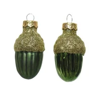 Bombki - Bombki szklane w kształcie żołędzi żołądź 12sztuk Ciemnozielony - miniaturka - grafika 1