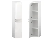 Szafki łazienkowe - Słupek Łazienkowy ATH 30 cm 2D Lewy - Biały Wysoki Połysk - Uchwyty Stal Szczotkowana - miniaturka - grafika 1