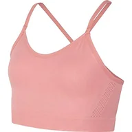 Biustonosze - Nike dziewczęcy bezszwowy suchy biustonosz Pink Gaze/White S - miniaturka - grafika 1
