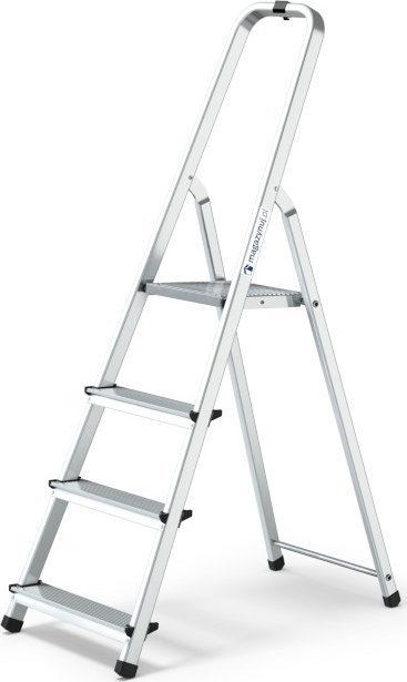 Magazynuj Drabina aluminiowa 4 stopnie, wytrzymałość 150 kg - PRO