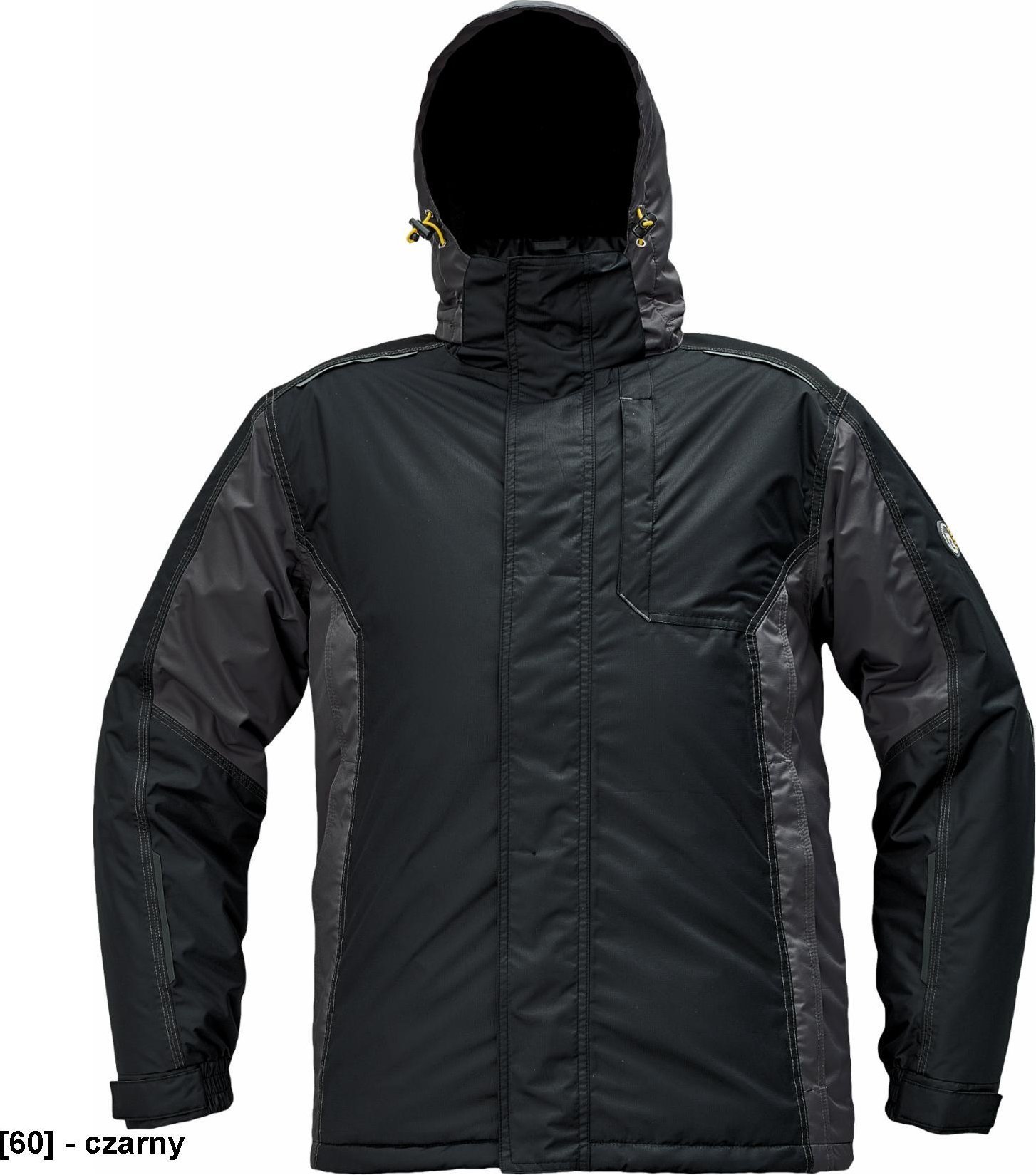 CERVA DAYBORO parka - męska kurtka zimowa, odpinany kaptur, polar kołnierz i w kapturze, odblaskowe elementy, 100% poliester - czarny S