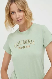 Koszulki sportowe damskie - Columbia t-shirt damski kolor zielony - grafika 1