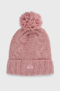 Czapki damskie - Superdry czapka z domieszką wełny kolor różowy z grubej dzianiny z domieszką wełny - grafika 1