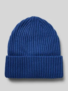Czapka beanie z prążowanej dzianiny z brzegiem model ‘HEXO’ - Czapki damskie - miniaturka - grafika 1