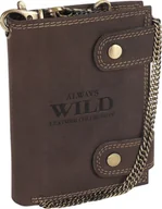Portfele - Always Wild Atrakcyjny, skórzany portfel męski z mosiężnym łańcuchem Always Wild Nie dotyczy - miniaturka - grafika 1