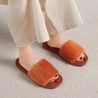 Kapcie damskie - Eleganckie kapcie damskie - Pomarańczowy 38 - miniaturka - grafika 1
