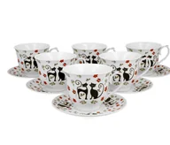 Filiżanki - 6 filiżanek do herbaty koty etno prezent filiżanka - miniaturka - grafika 1