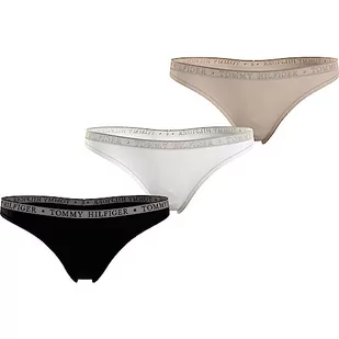 Tommy Hilfiger Koronkowe stringi 3P (rozmiar zewnętrzny), Czarny/biały/mglisty róż, S - Majtki damskie - miniaturka - grafika 1