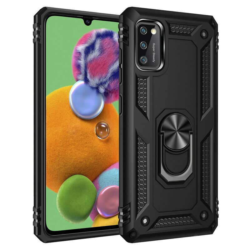 cofi1453® Silicone TPU Slim Case z 360-stopniową podstawką ochronną Kickstand Etui na telefon komórkowy Magnetyczny uchwyt samochodowy kompatybilny z iPhone 8 Czarny