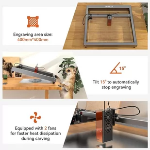 WAINLUX JL7 Laser Engraver Cutter, 5W Laser Power, Knob Fixed Focus, 0.05*0.08mm Compressed Spot, 400*400mm - Drukarki 3D - miniaturka - grafika 5