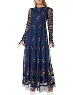 Sukienki - Frock and Frill Damska kwiecista haftowana sukienka na specjalne okazje, granatowa, 14, granatowy, 40 - miniaturka - grafika 1