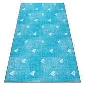Dywany dla dzieci - Dywan dla dzieci HEARTS Jeans przecierany serca, serduszka, dziecięcy - turkus niebieski 170x230 cm - miniaturka - grafika 1