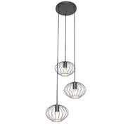 Lampy sufitowe - QAZQA Industrialna lampa wisząca czarna 3-punktowa - Margarita - miniaturka - grafika 1