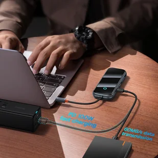 Baseus AcmeJoy HUB 4-Portowy USB-C do 1xUSB-C / 4xUSB3.0 ciemnoszary - Huby USB - miniaturka - grafika 14