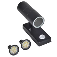 Lampy ogrodowe - vidaXL Lampa ścienna LED stal nierdzewna kształt cylindra z czujnikiem czarna - miniaturka - grafika 1