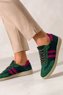 Sneakersy damskie - Zielone sneakersy skórzane damskie buty sportowe z fuksjowymi wstawkami sznurowane PRODUKT POLSKI Casu N1068-38 - miniaturka - grafika 1