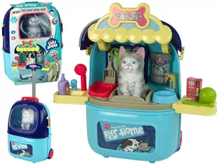 Import LEANToys Zestaw Salon Piękności Dla Kota Zwierzak w Walizce Plecak Niebieski LT-10508-0 - Plecaki szkolne i tornistry - miniaturka - grafika 1