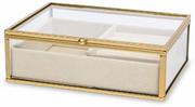 Biżuteria - akcesoria - Szkatułka na biżuterię złota szklana 5,5x17x13 166673 - miniaturka - grafika 1