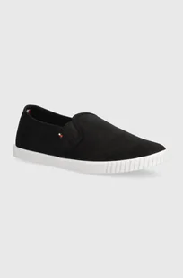 Tommy Hilfiger tenisówki CANVAS SLIP-ON SNEAKER damskie kolor czarny FW0FW07806 - Trampki damskie - miniaturka - grafika 1