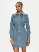 Sukienki - Morgan Sukienka jeansowa 251-RICOLI Szary Regular Fit - miniaturka - grafika 1