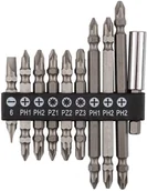 Bity - Zestaw bitów dwustronnych SL6, PH1x2, PH2x3, PZ1/2/3, z uchwytem magnetycznym 60 mm, 10 szt. - miniaturka - grafika 1