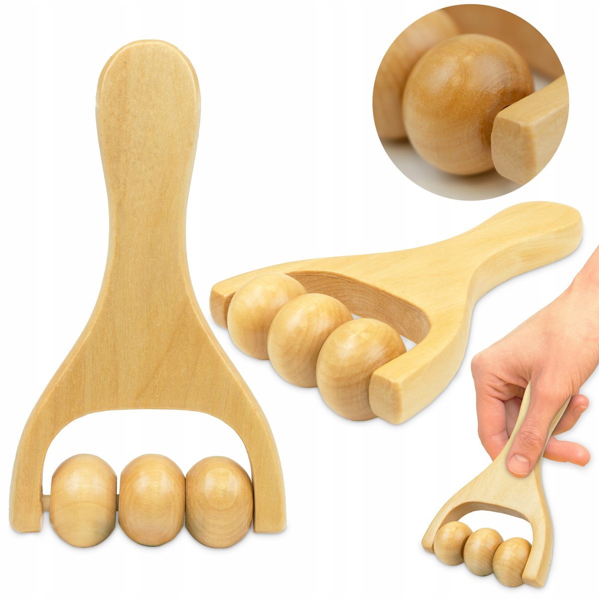 MASAŻER DO TWARZY Drewniany ROLLER do MASAŻU Ciała Skóry Wałek Modelujący