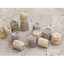 Stare drewniane beczki - Ciemne i jasne (12 sztuk) - Akcesoria i części modelarskie - miniaturka - grafika 1