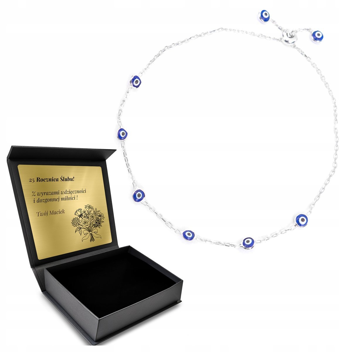 Bransoletka Srebrna Turecka Oko Proroka Talizman Ochronny Z Grawerem