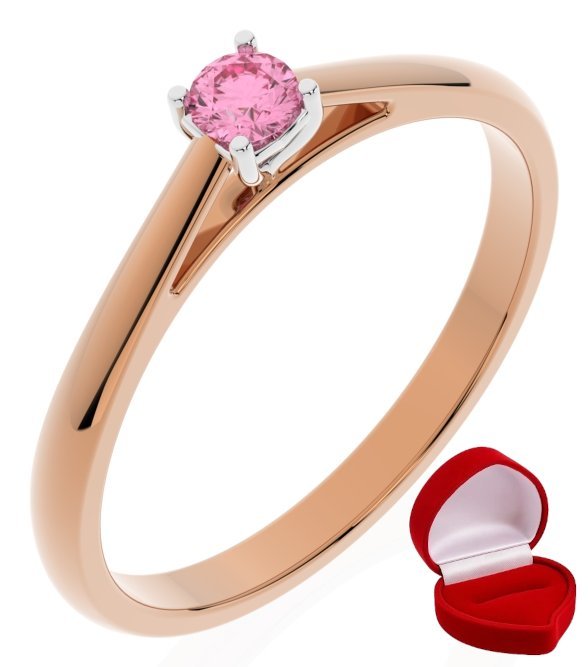 ZŁOTY PIERŚCIONEK ZARĘCZYNOWY 585 14k SZAFIR 0,09 ct RÓŻOWE ZŁOTO R18