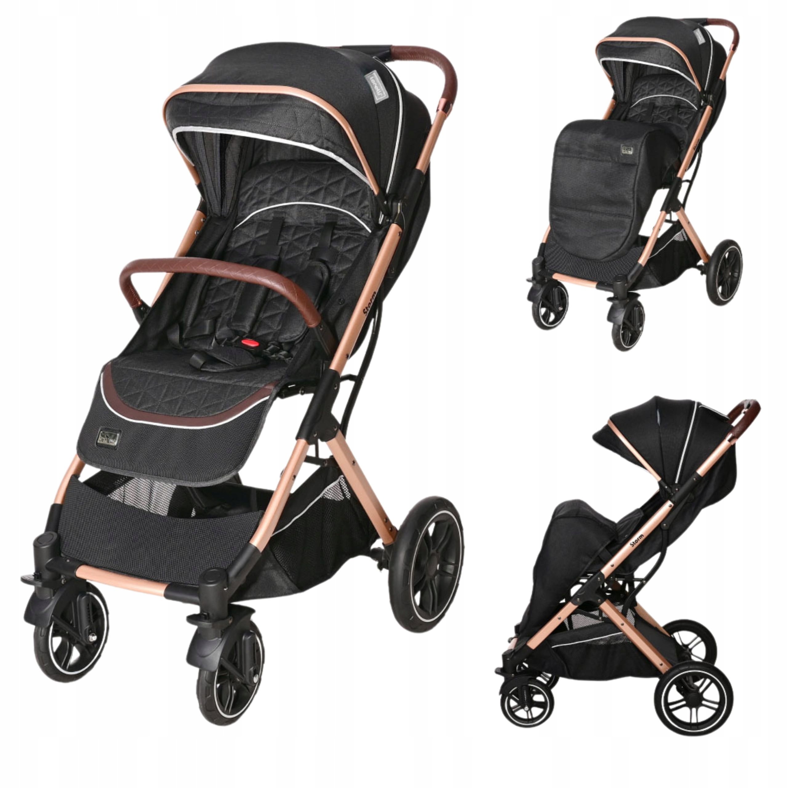 SPACERÓWKA LEKKA LORELLI STORM - WÓZEK SPACEROWY LEKKI SOLIDNY CZARNY LUXE BLACK