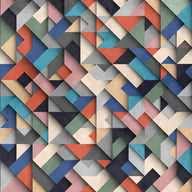 Fototapety - Fototapeta Motyw 3D w wielu kolorach,niebieskim,różowym,czerwonymIbeżowym - 371 x 280 cm - ONE WALL ONE ROLE - miniaturka - grafika 1