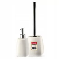Akcesoria łazienkowe - Zestaw dozownik na mydło + szczotka WC, biały - miniaturka - grafika 1