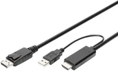 Złącza, przejściówki, adaptery - Adapter Digitus HDMI/USB-A to DisplayPort 2 m Black (AK-330111-020-S) - miniaturka - grafika 1