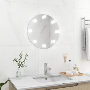 Lustro ścienne z lampkami led, okrągłe, szklane kod: V-3078640 - Lustra - miniaturka - grafika 1