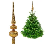 Bombki - SZPIC ZŁOTY NA CHOINKĘ - CZUBEK CHOINKOWY W BROKACIE 29 CM - miniaturka - grafika 1