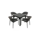 Meble ogrodowe - Expert 90 x 90 Melia Likatex - komplet wypoczynkowy aluminiowy 4+1 - miniaturka - grafika 1