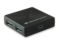 Huby USB - Konceptronic koncentrator USB 4-portowy 3.0 -> 4x3.0 z czarnym zasilaczem - miniaturka - grafika 1