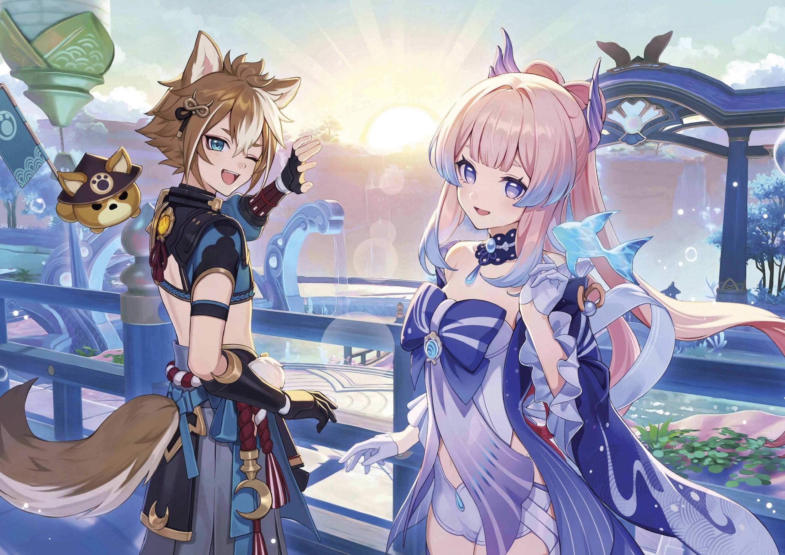 Plakat A3 Genshin Impact Anime Gra Sangonomiya Kokomi Gorou