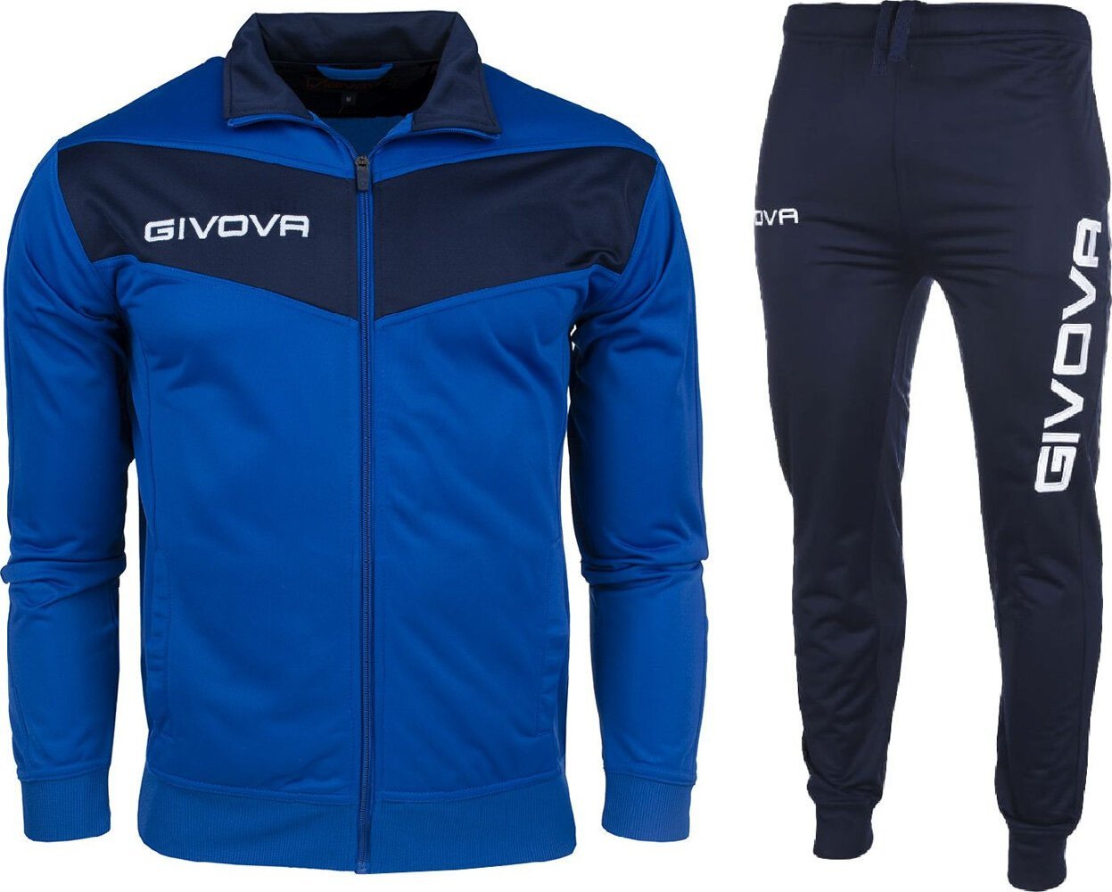 Dres treningowy piłkarski komplet bluza spodnie Givova Tuta Visa Triacetato niebiesko-granatowy TR018 0204 3XS