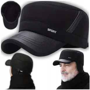 Zimowa Czapka Z Daszkiem Chowane Nauszniki Ciepła Dla Starszej Osoby Zimę - Czapki damskie - miniaturka - grafika 1