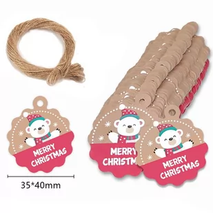 Etykieta Ze Sznurkiem Merry Christmas 5 Szt. - Akcesoria do pakowania - miniaturka - grafika 1