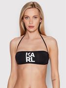 Stroje kąpielowe - KARL LAGERFELD Góra od bikini Printed Logo KL22WTP02 Czarny - miniaturka - grafika 1