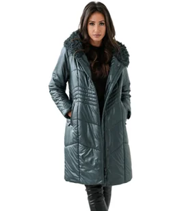 Długi elegancki pikowany płaszcz damski zimowy ocieplany MARIA-48 - Płaszcze damskie - miniaturka - grafika 1