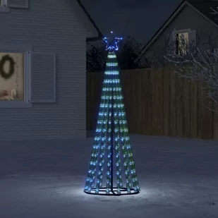 vidaXL Stożkowa choinka z lampek, 275 niebieskich LED, 180 cm - Oświetlenie świąteczne - miniaturka - grafika 1