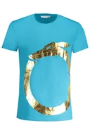 Koszulki męskie - NIEBIESKI T-SHIRT MĘSKI Z KRÓTKIM RĘKAWEM TRUSSARDI - Trussardi - miniaturka - grafika 1