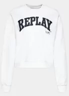 Bluzy damskie - Replay damska bluza cropped, 001 White, L - miniaturka - grafika 1