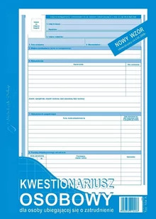Michalczyk&Prokop KWESTIONARIUSZ OSOBOWY DLA OSÓB UBIEG.SIĘ O ZATR. - Druki akcydensowe - miniaturka - grafika 1