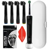 Końcówki do szczoteczek elektrycznych - Oral-B Vitality Pro D103 Protect X Clean (Cross Action Black) + 4 końcówki precision czarne + etui białe - miniaturka - grafika 1