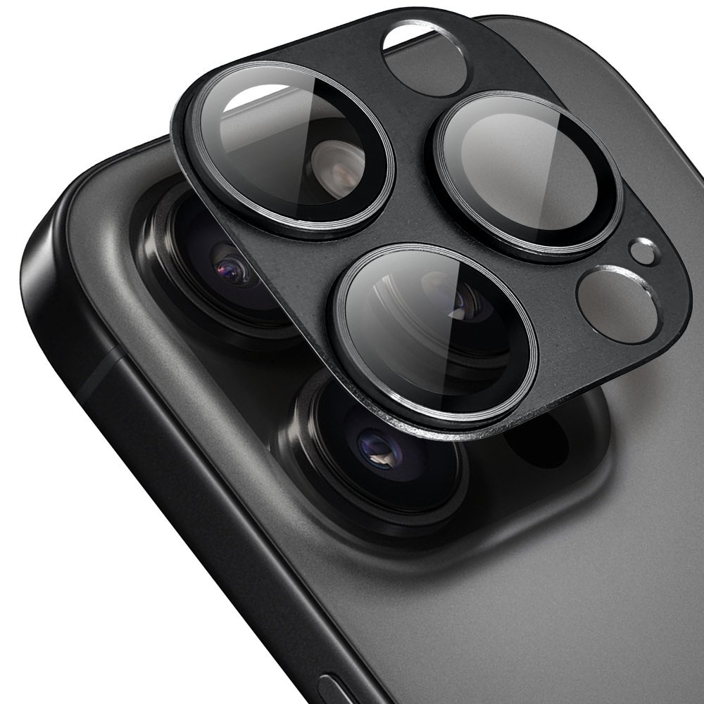 Metalowa osłona na cały aparat do iPhone 16 Pro, czarna